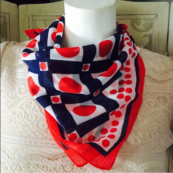 Vintage Accessories - Vintage RED WHITE AND BLUE Neck or Head SCARF 🎉HP